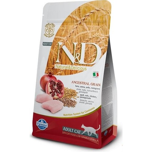 N-D DÜŞÜK TAHILLI TAVUKLU VE NARLI YETİŞKİN KEDİ MAMASI 5 KG