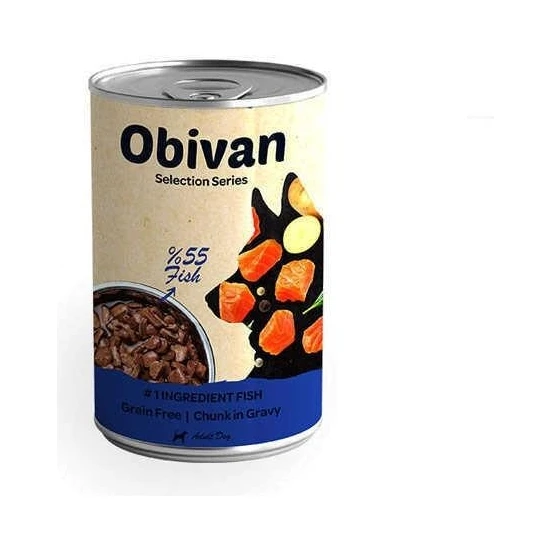 Obivan Parça Balık Etli Soslu Yetişkin Köpek Konservesi 415 gr x 12 Adet